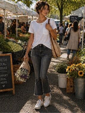 Umgee Washed Black Cropped Mini Flare Jeans | Free People Inspired Raw Hem Denim